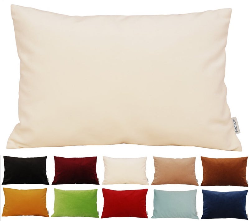 TangDepot Solid Velvet Throw Pillow Cover/Euro Sham/Cushion Sham, Super Luxury Soft Pillow Cases, Many Color & Size Options - (12"x18", Cream White)